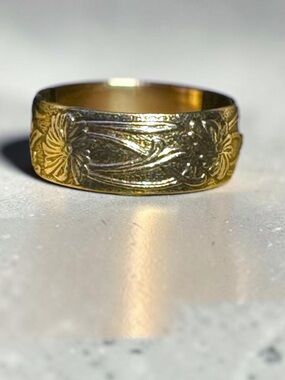 Silver Purity Ring Wedding Band Women Medieval Wedding Ring Silver Flower Ring